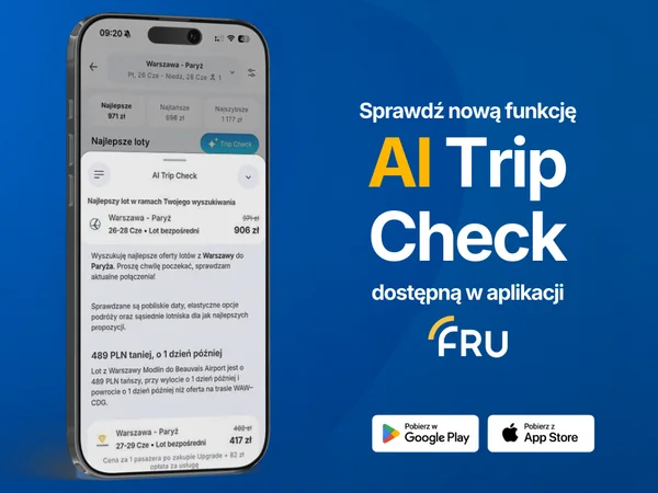 FRU dodaje do aplikacji AI Trip Check – narzędzie weryfikuje, czy wybrany lot jest naprawdę najlepszą opcją