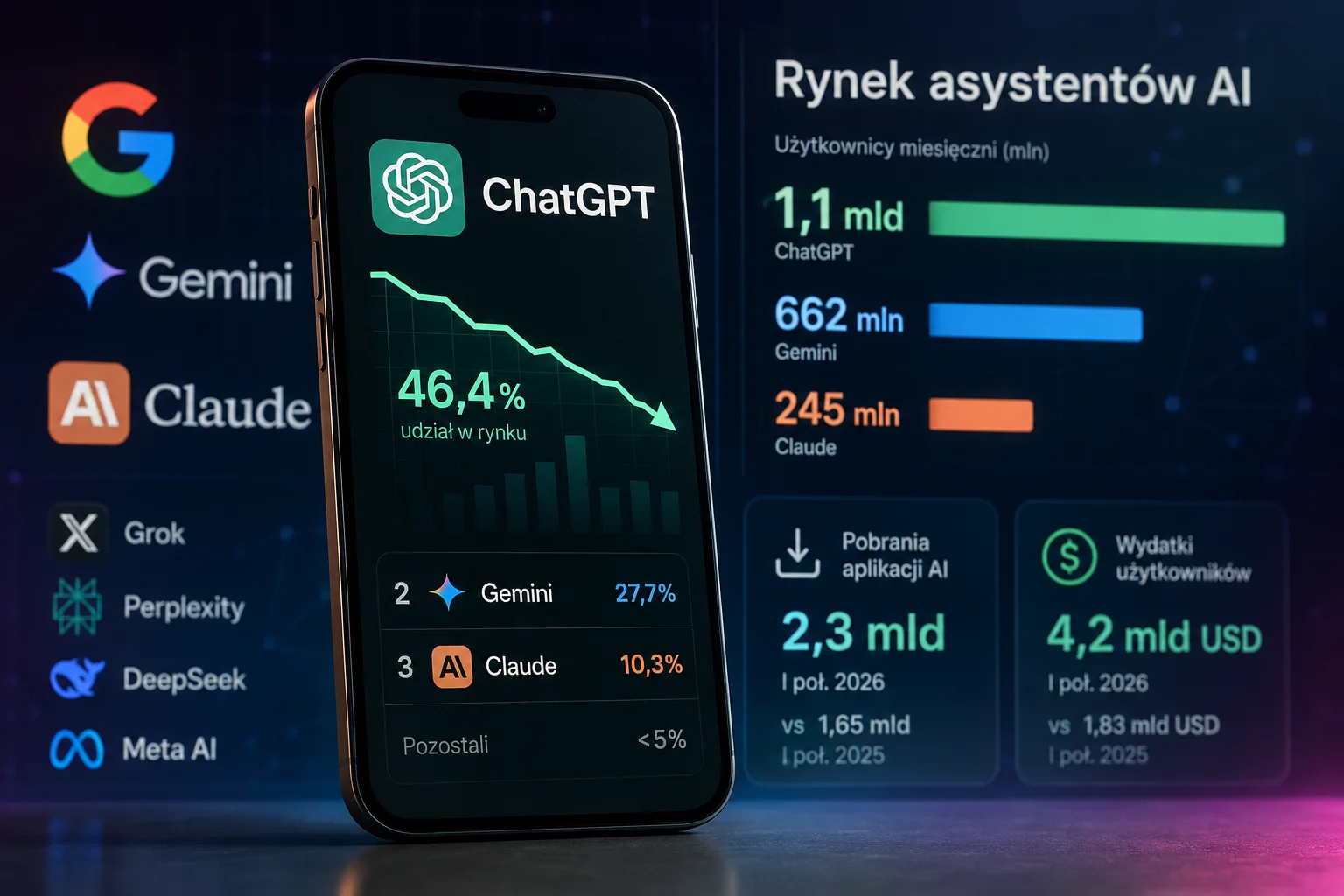 ChatGPT stracił większość rynku. Gemini i Claude coraz mocniej gonią lidera